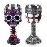 Medieval Skull Goblet Cup English Twilight Blooms Wine Glass