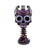 Medieval Skull Goblet Cup English Twilight Blooms Wine Glass